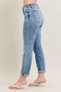 Judy Blue Midrise Boyfriend Jeans in bleach wash - women's jeans - view 4