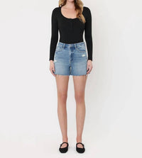 Vervet By Flying Monkey - Super High Rise A Line Denim Shorts