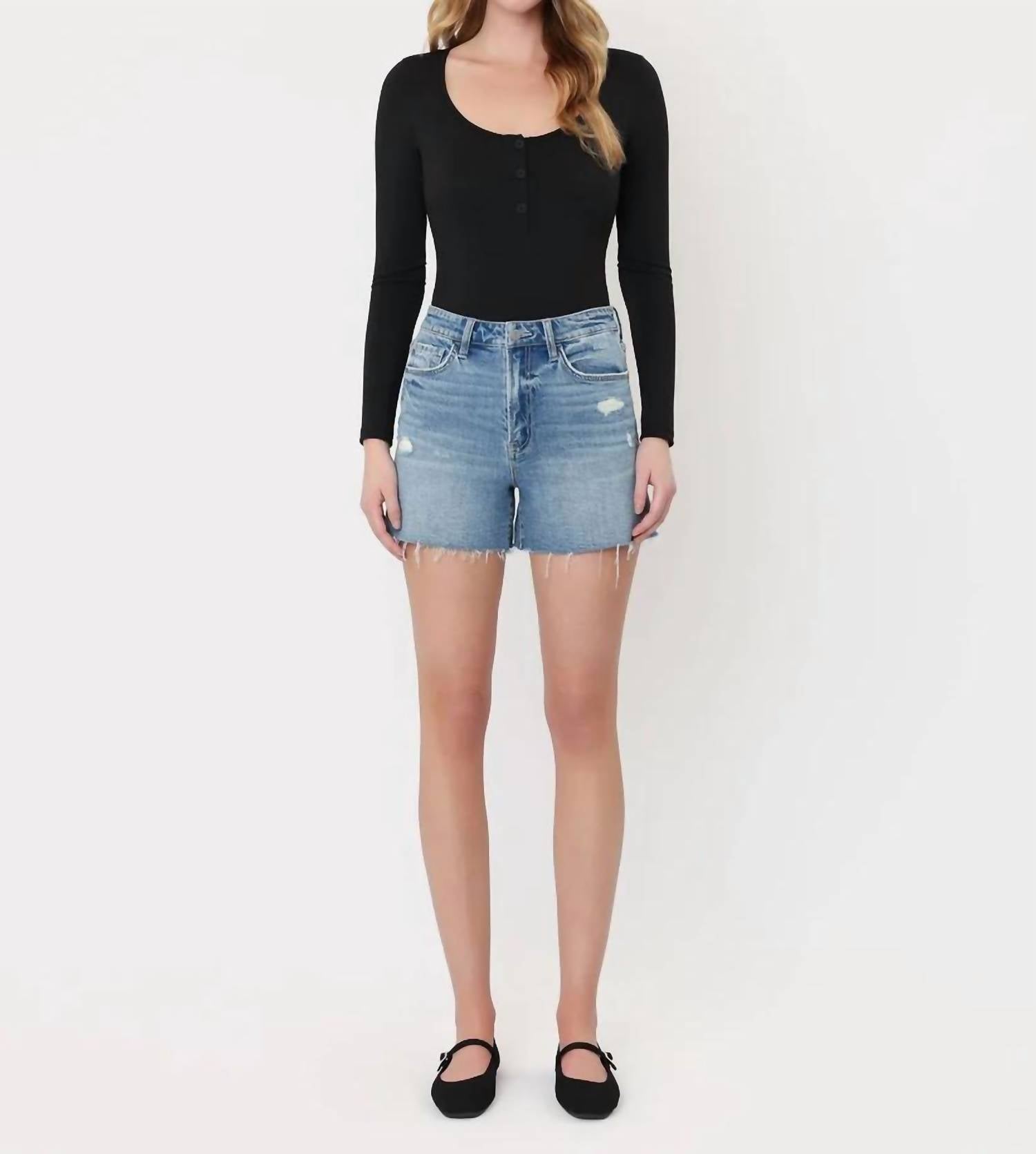 Vervet By Flying Monkey - Super High Rise A Line Denim Shorts