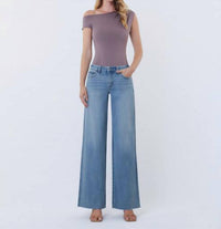 Vervet By Flying Monkey - Mid Rise Raw Hem Wide Legs Jeans