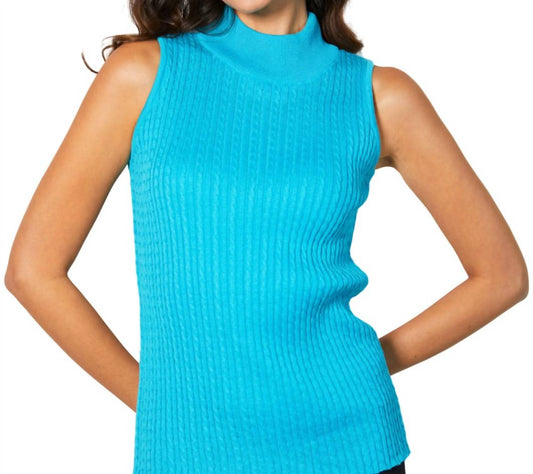 Sleeveless Braided Mock Neck Top