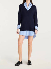 Cinq A Sept - Deep V Remie Stripe Santina Dress