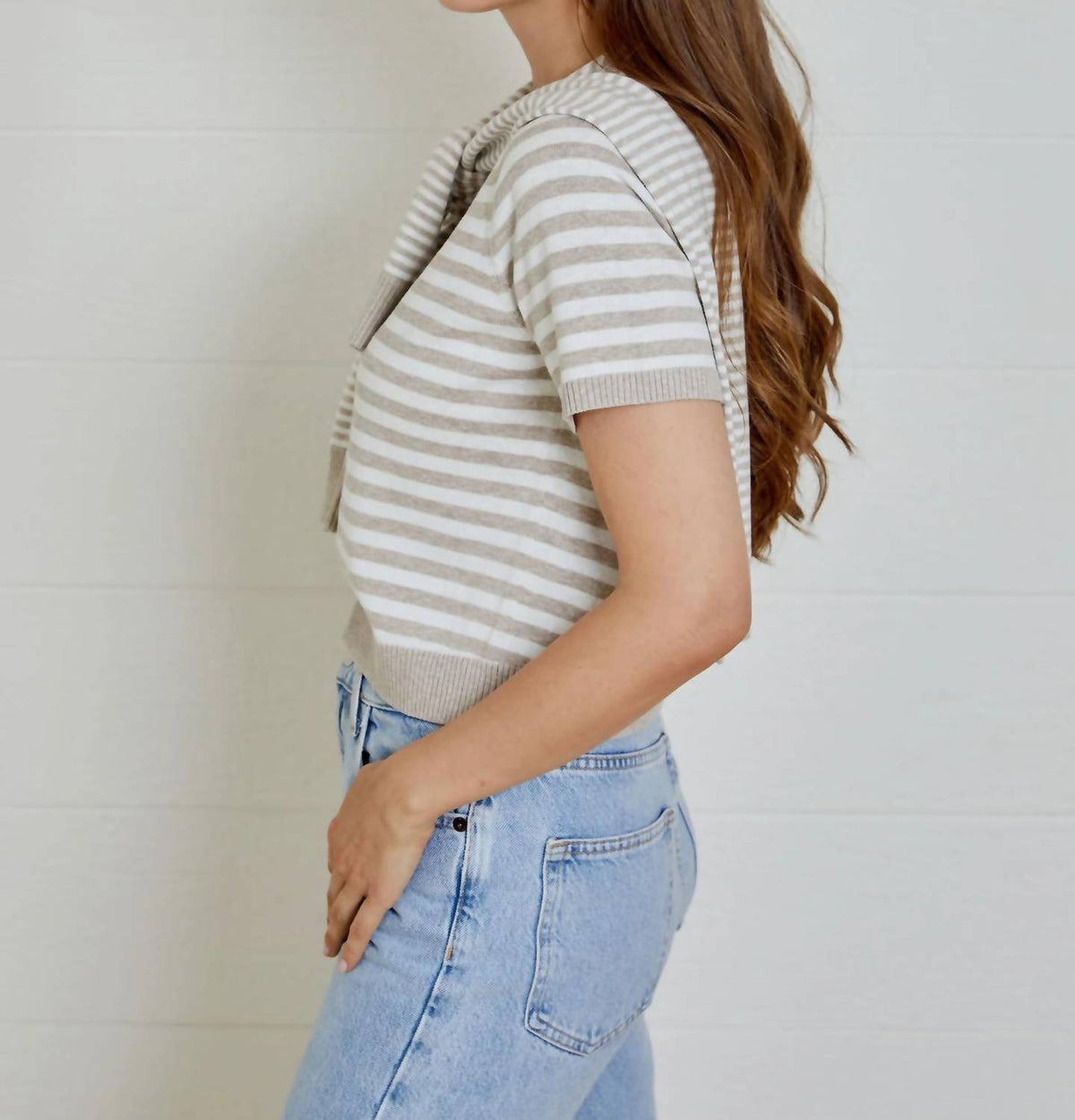 Dh New York - Sweater Knit T-shirt With Removable Scarf