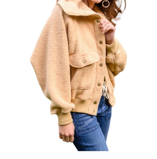 Jodifl - Don't Stress Oversized Collar Sherpa Jacket