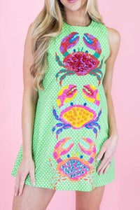 Queen Of Sparkles - Multi Crab Cotton Tank Dress