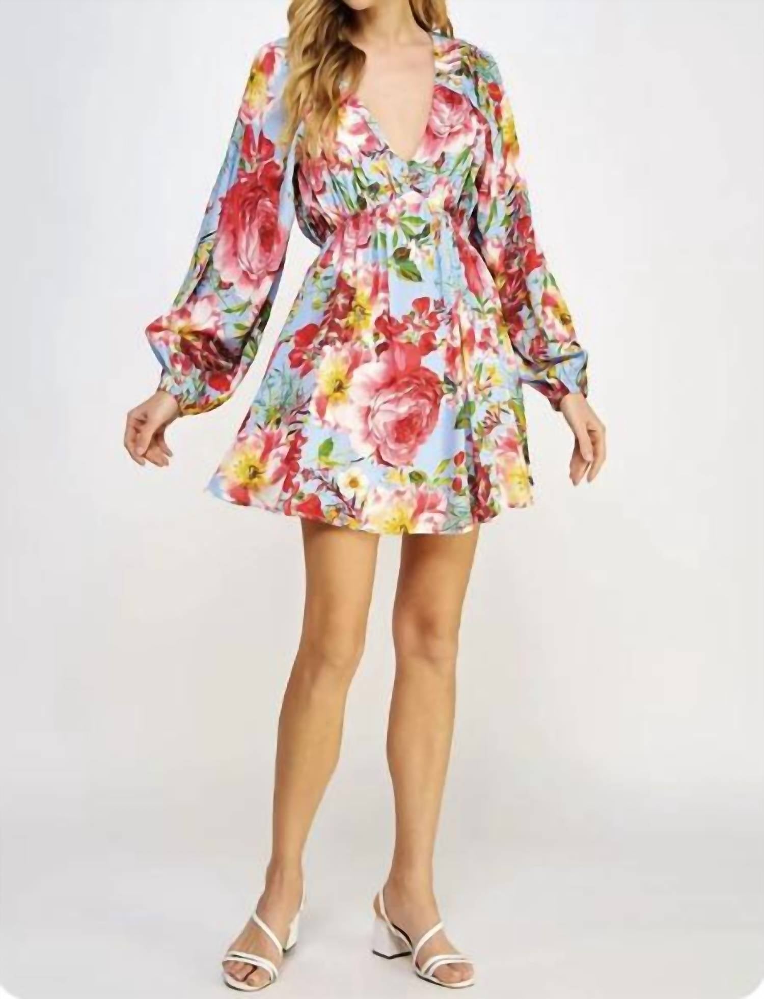 Strut & Bolt - V-Neck Back Tie Closure Mini Dress