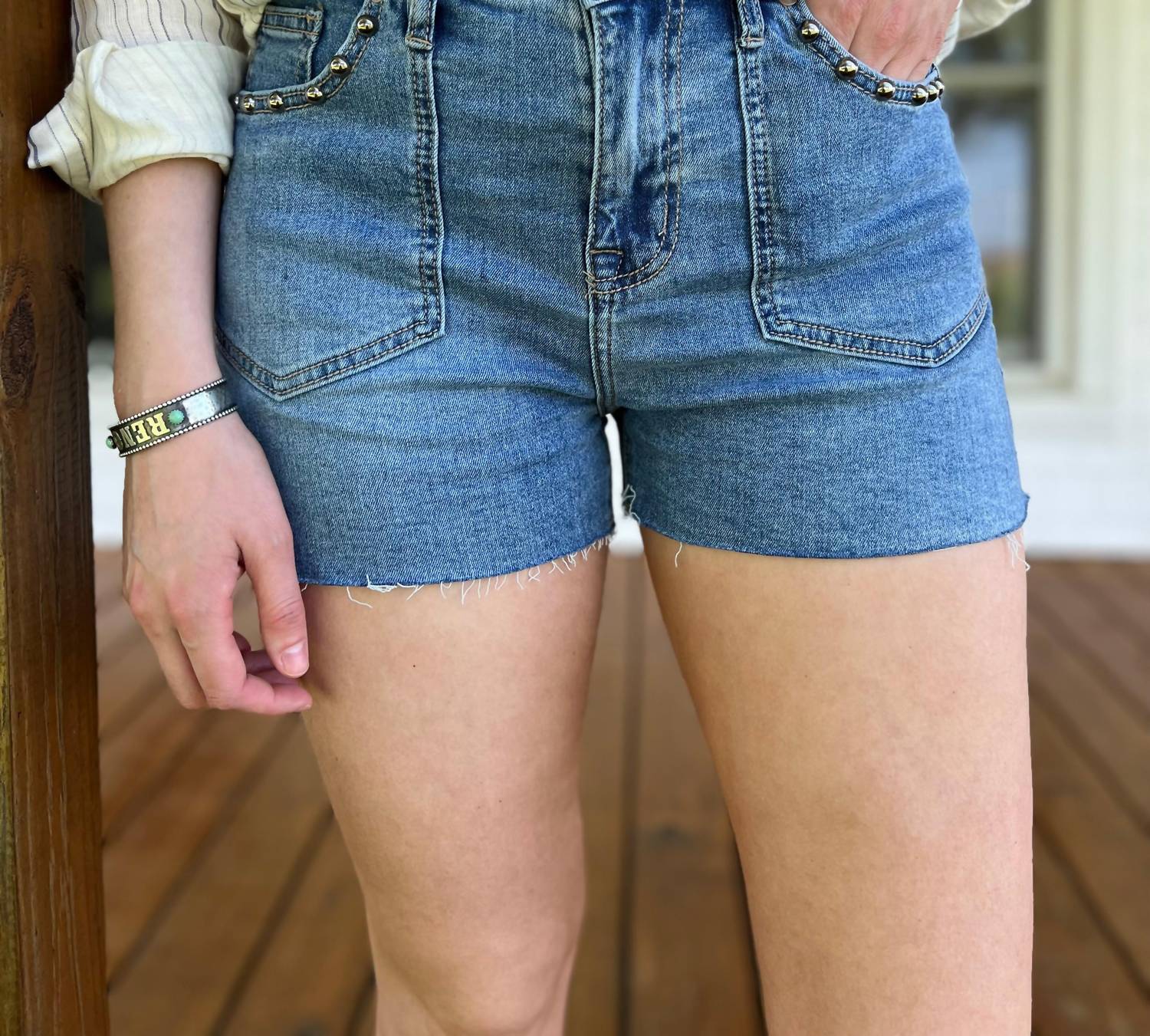 Rock & Roll Denim - Women's Studded Denim Shorts