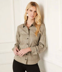 Karen Kane - Stevie Sequin Side-pleat Long Sleeve Shirt