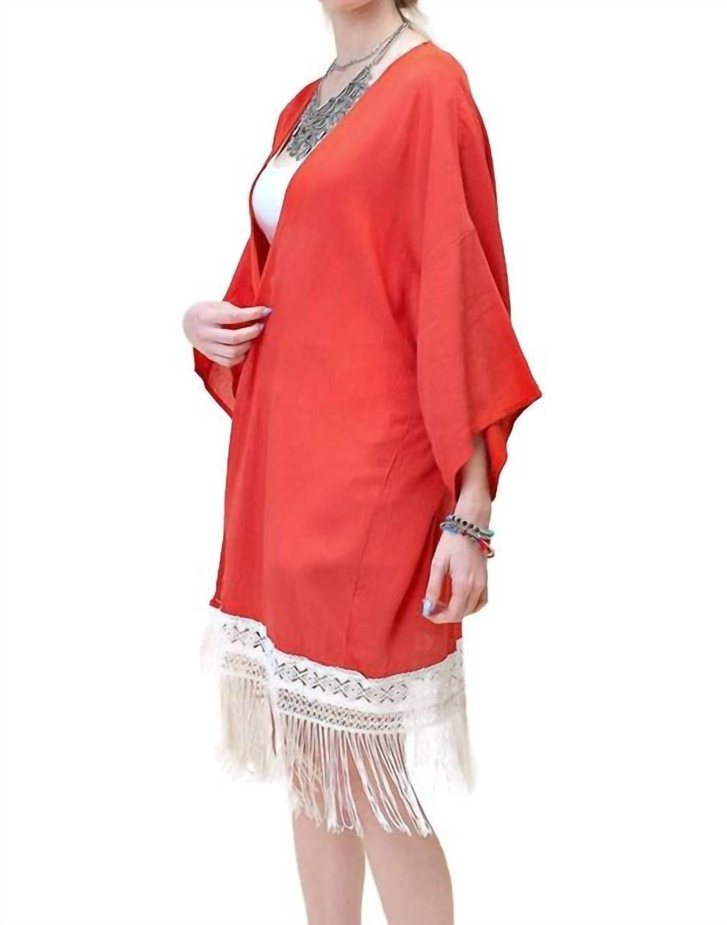 Kori - Bohemian Crochet & Fringe Kimono Jacket