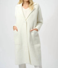 Joseph Ribkoff - Notched Collar Long Sleeves Faux Fur Coat