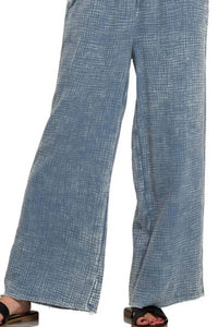 Zenana - Women's Washed Double Gauze Elastic Band Waist Pants