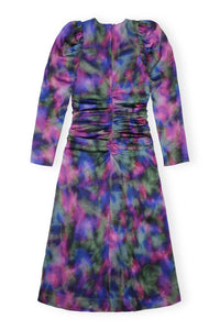 Ganni - Silk Satin O-neck Midi Dress