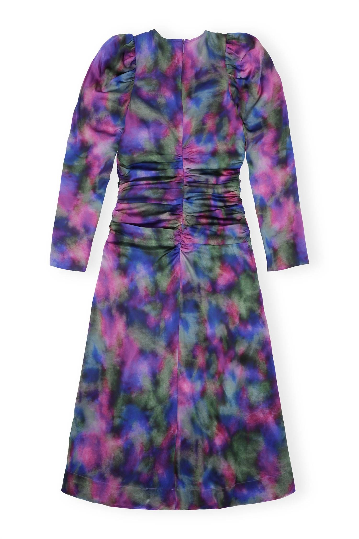 Ganni - Silk Satin O-neck Midi Dress