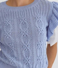 entro Sweet Sweater Top in icy blue - women's sweater - detail view