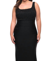 La Femme Jersey Gown with Stones in black - women's dress - detail view