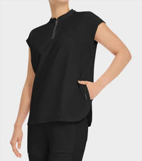 Healing Hands - Sandy Zip Mandarin Collar Top