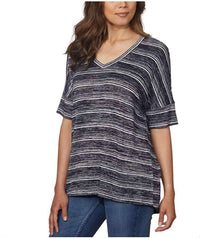 Calvin Klein - V Neck Striped Knit Top