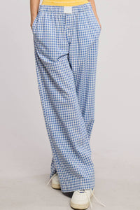 Mimosa - Mid Rise Elasticized Waistband Gingham Pattern Pants