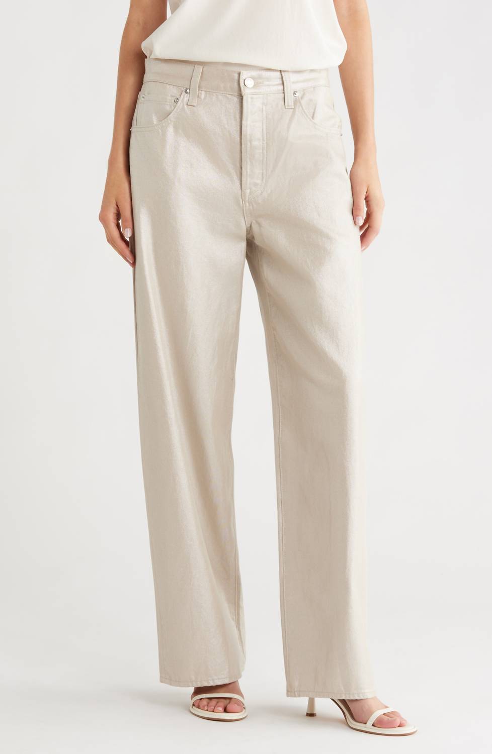 PISTOLA Tate High Rise Bowed Wide Leg Jean in champagne luster 1 - women's jeans