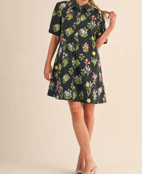 &Merci - Short Sleeve Button Down Mini Dress