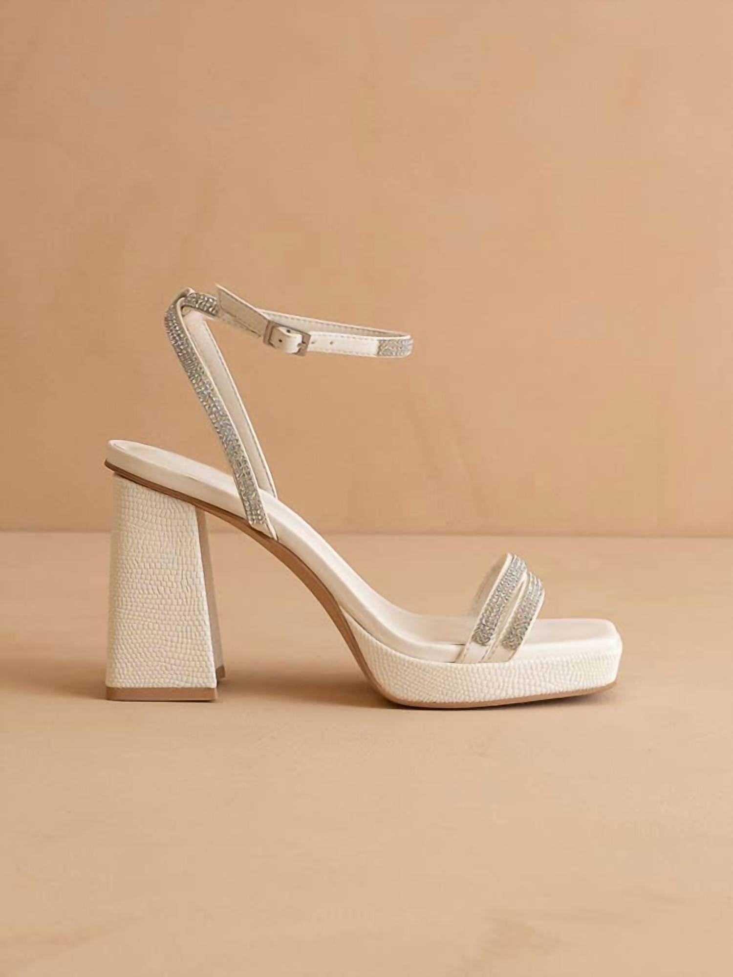 Oasis Society - Women's Suva Rhinestone And Reptile Print Strappy Heels
