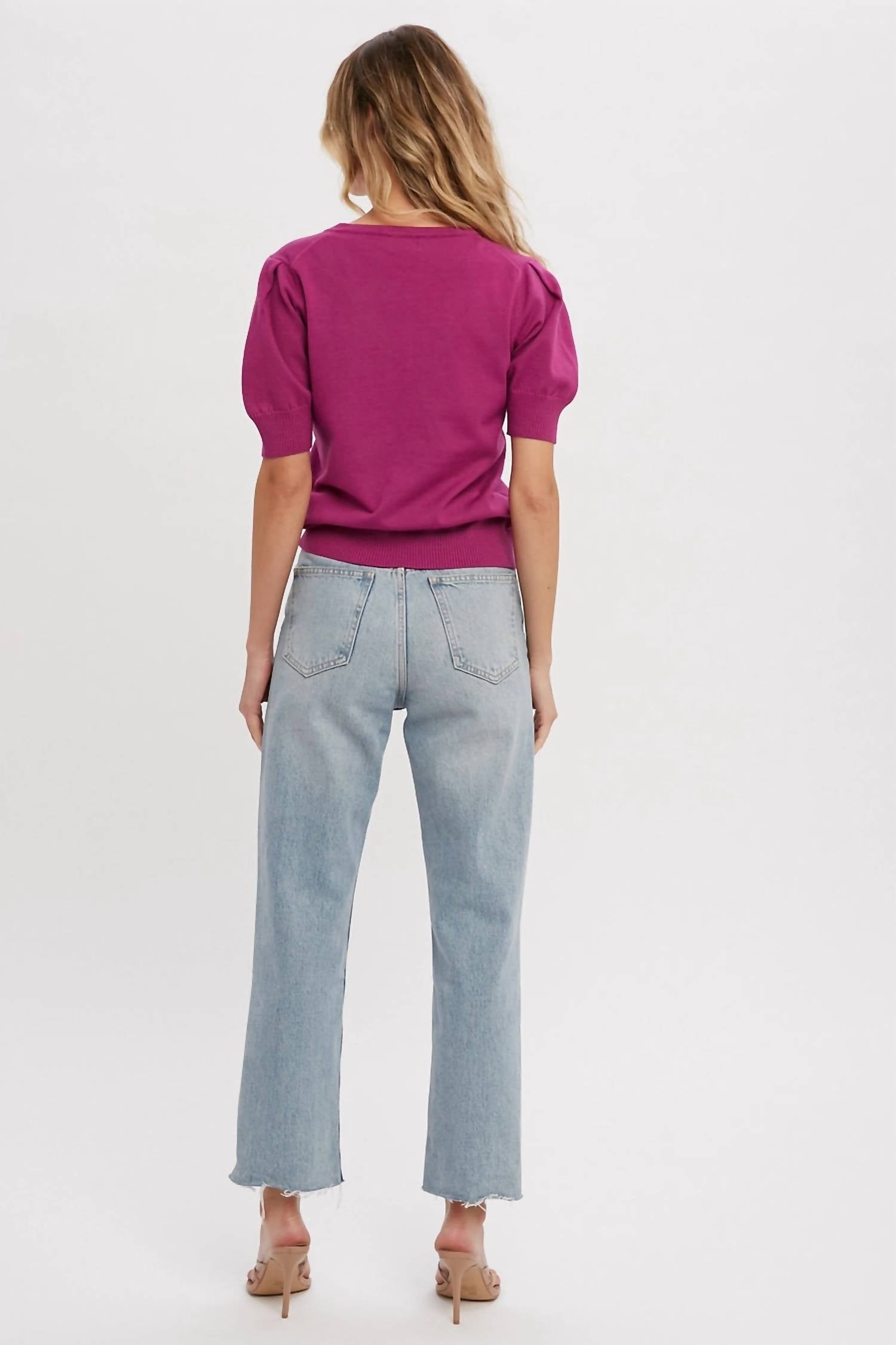Bluivy - Puff Sleeve Sweater Top