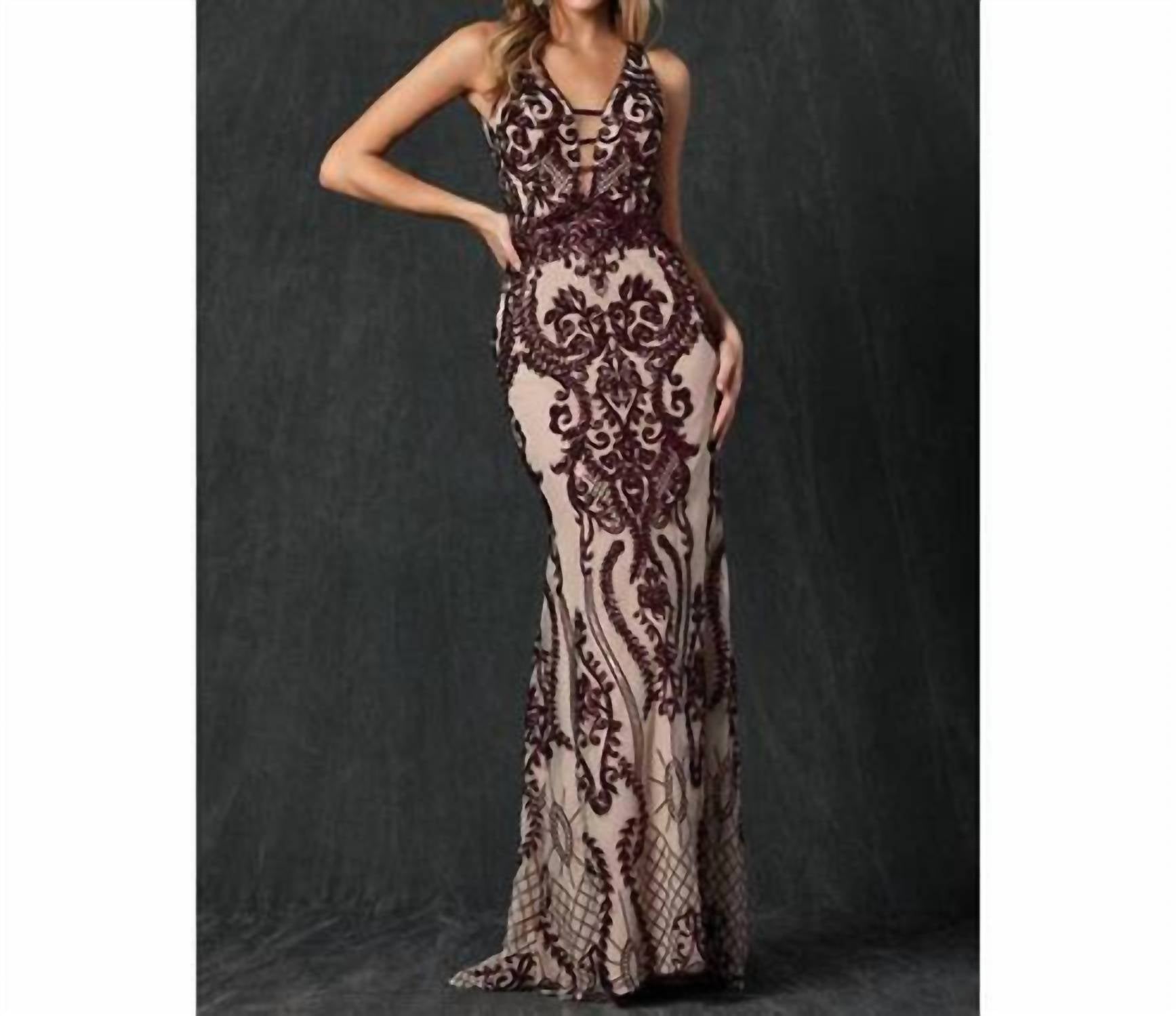 Juliet - Sequined Deep V-neck Mermaid Dress