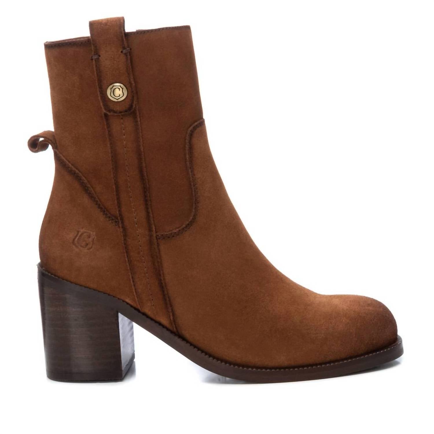 Xti - Women's Suede Block Heel Booties