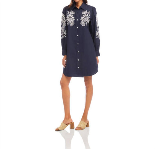 Karen Kane - Embroidered Puff Sleeve Shirtdress