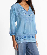 Johnny Was MARGOT BLOUSE in ethereal blue - women's blouse - alternate view