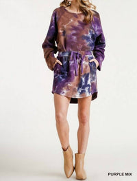 Umgee - Tie Dye French Terry Mini Skirt