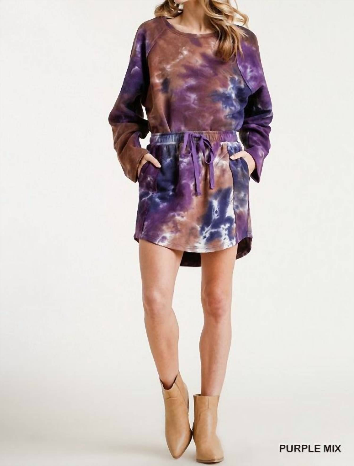 Umgee - Tie Dye French Terry Mini Skirt