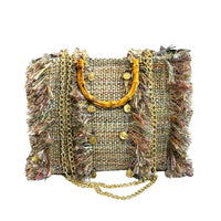 Elektra'S Workshop - Women's Fabric Fringe Boucle Regular Tote Bag