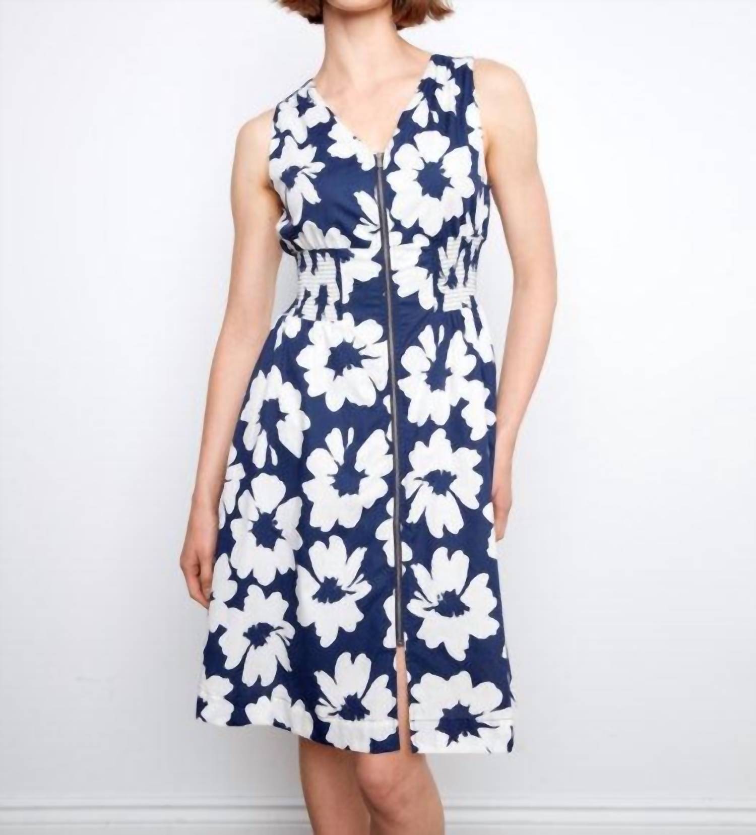 CHARLIE B Voile Printed Front Zip Mini Dress in dahlia - women's dress - view 5