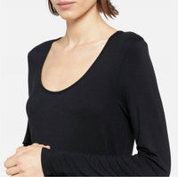Vince Long Sleeve Scoopneck Midi Dress in black - women's dress - alternate view