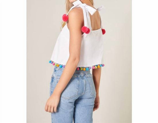 Sugarlips - Milagro Tie Strap Pom Pom Crop Top