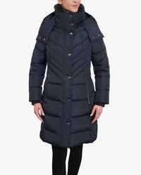 London Fog - Plus Size Zip-front Hooded Heavy Weight Puffer Jacket