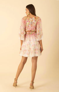 HALE BOB Washed chiffon dress in pink multi - women's dress - detail view