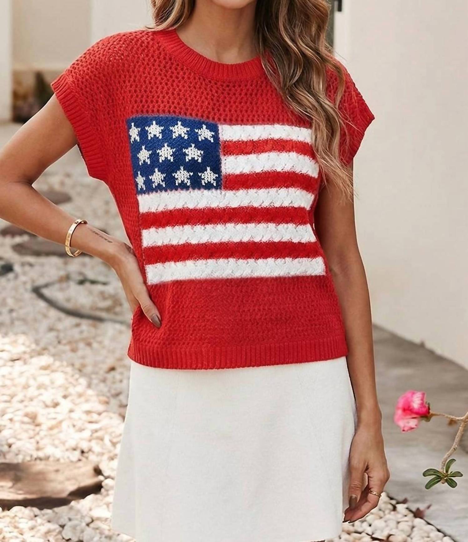 Little Daisy Closet - American Flag Sweater Top
