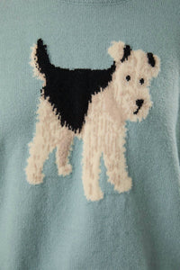 LE LIS Women's Fox Terrier Dog Graphic Sweater in mint green - women's sweater - view 6