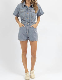 Le Lis - Short Sleeve Denim Romper