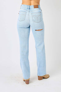 Judy Blue - Rip Back High Rise Straight Jeans