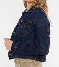KanCan Front Patch Pocket Crop Jacket in denim - women's jacket - view 7