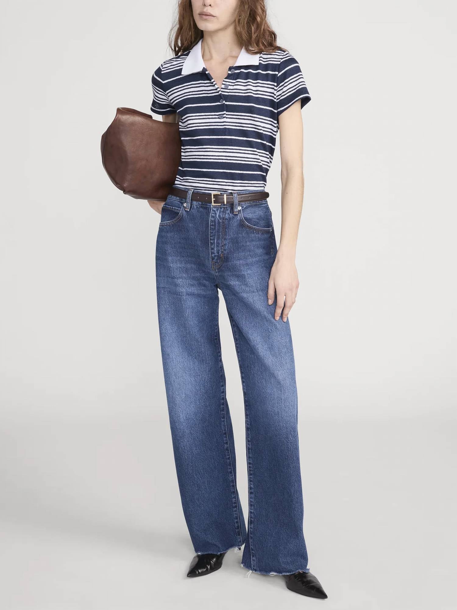 Frame - The Short Sleeve Striped Polo