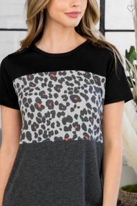 Perfect Peach - Leopard Stripe Short Sleeved