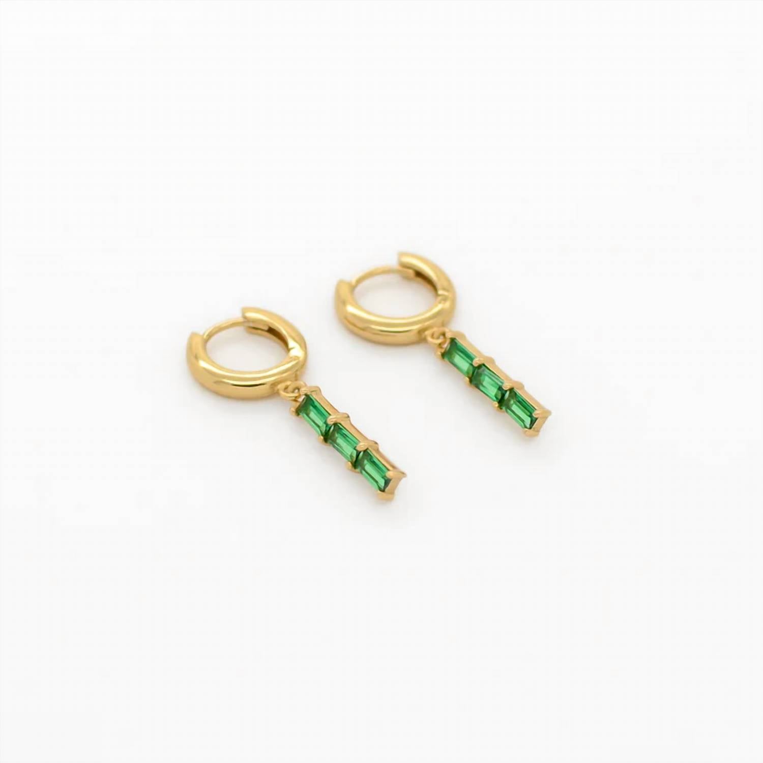 Au79 - Women's St Moritz Drop Stone Huggie Earrings