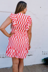 Joy Joy - Ruched V-neck Ruffles Dress