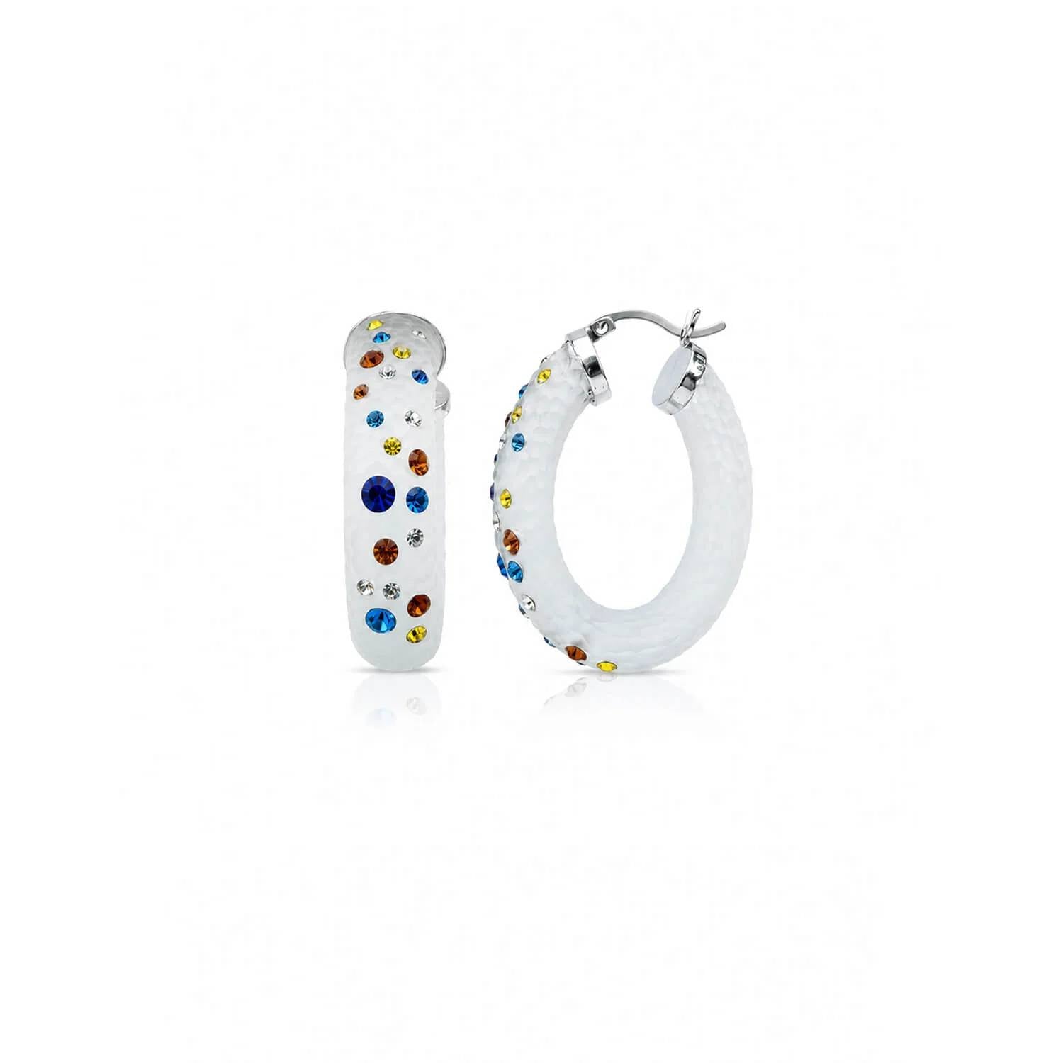 Gold & Honey - Women's Medium Oval Confetti Hoop Earrings