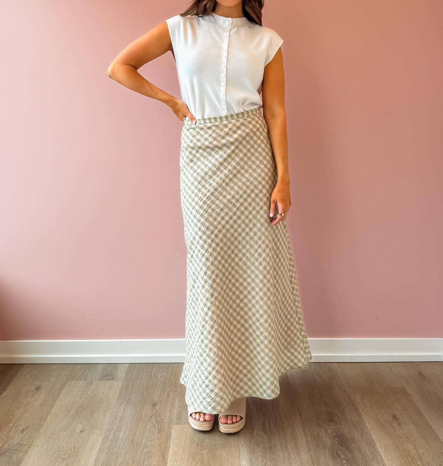 Things Between Harper Maxi Skirt in pink green - women's skirt