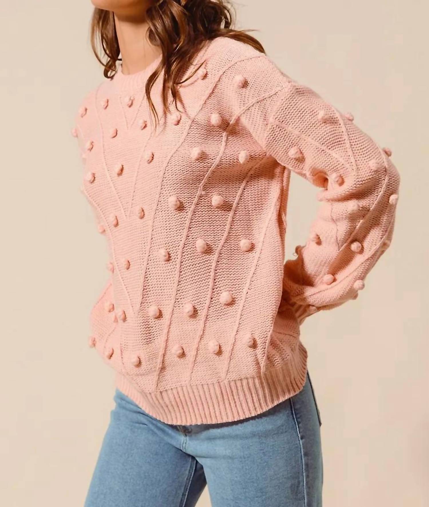 So Me - Pom Pom Textured Knit Sweater Top
